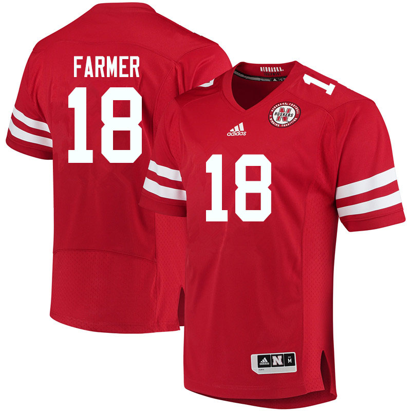 Men #18 Myles Farmer Nebraska Cornhuskers College Football Jerseys Sale-Red
